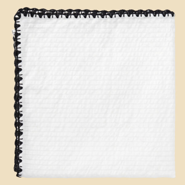 G. Inglese Navy Blue Ventaglio Stitch Seersucker Pocket Square handmade in Italy