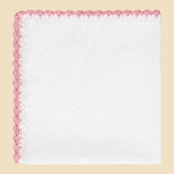 G. Inglese Pink Ventaglio Stitch Seersucker Pocket Square handmade in Italy
