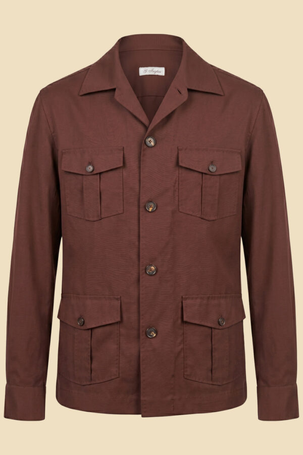 G. Inglese Red Tasmanian Wool Sahariana Jacket handmade in Italy with Capri collar