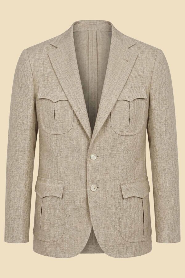 G. Inglese Beige Wool & Silk Military Jacket handmade in Italy