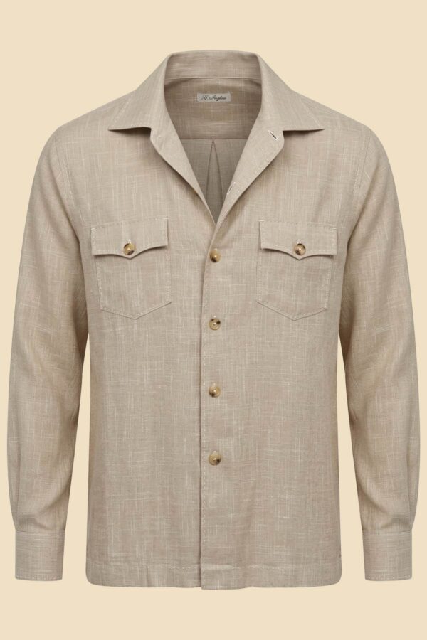 G. Inglese Bamboo Yarn Sahariana Jacket handmade in Italy with Capri collar