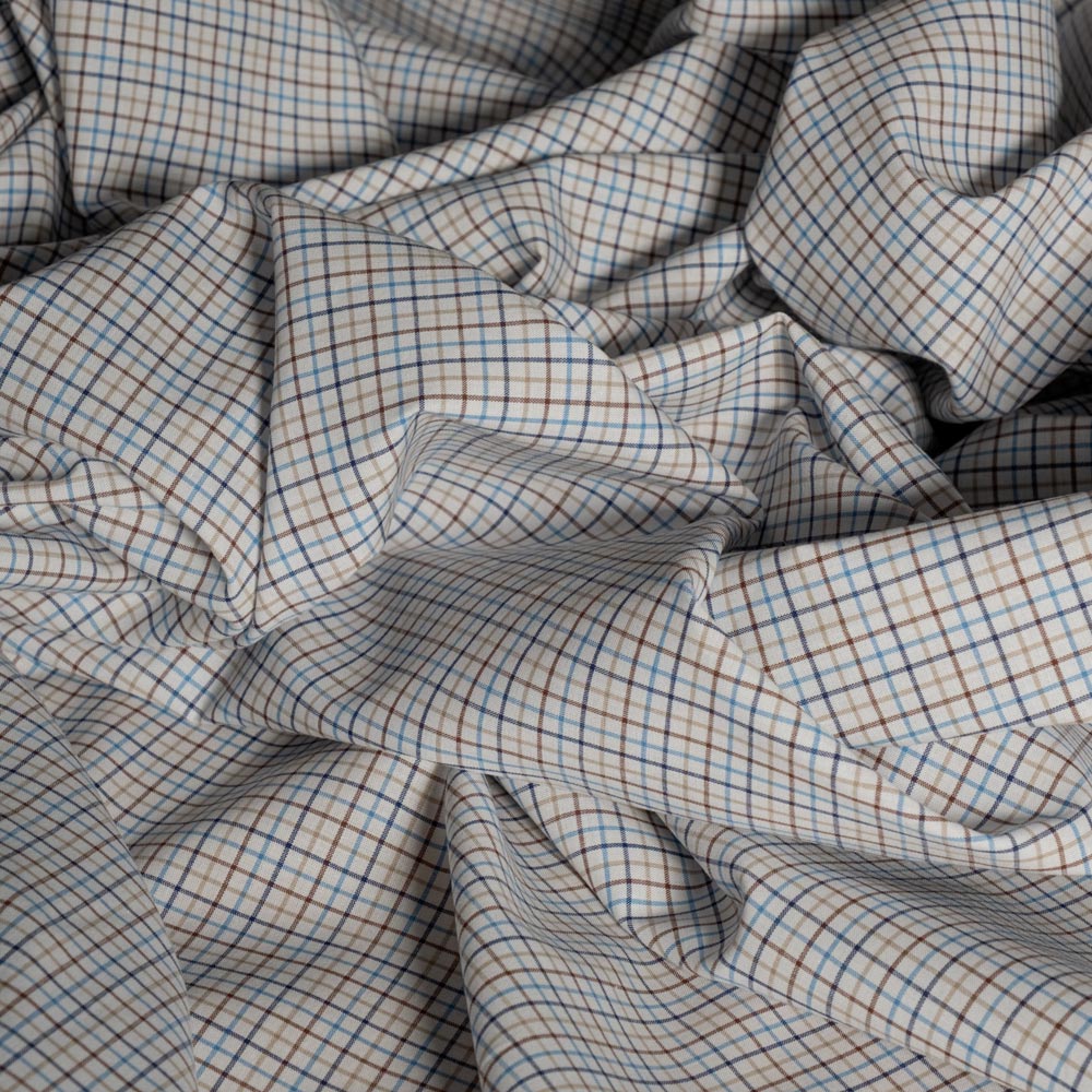 Brown, Blue and Yellow Poplin Checked Shirt - Image 2