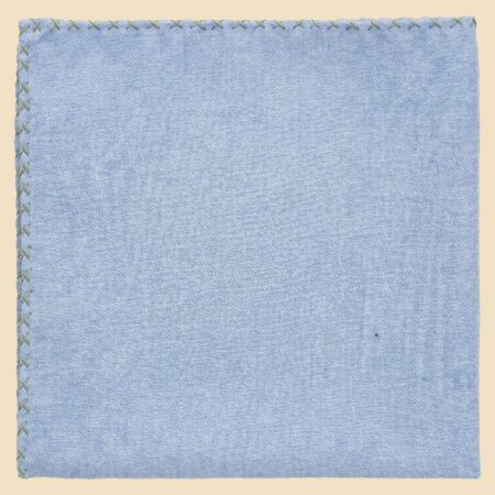 G. Inglese Green Cross Stitch Pocket Square handmade in Italy in cotton