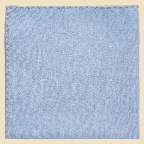 G. Inglese Green Cross Stitch Pocket Square handmade in Italy in cotton
