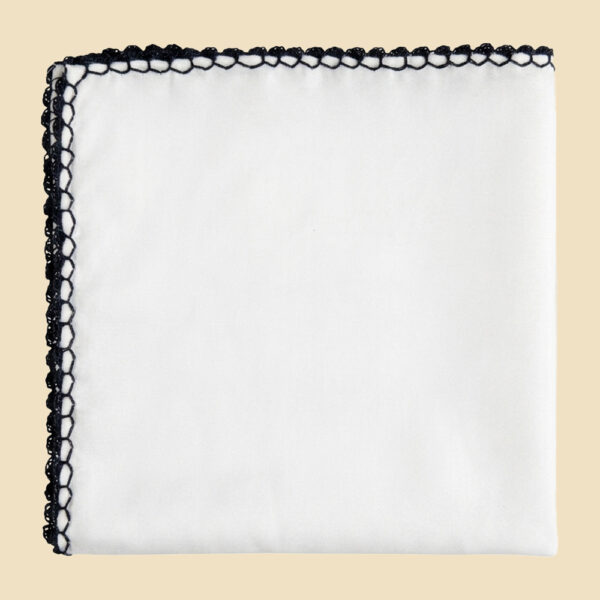 G. Inglese Navy Blue Ruffolo Stitch Pocket Square handmade in Italy in cotton