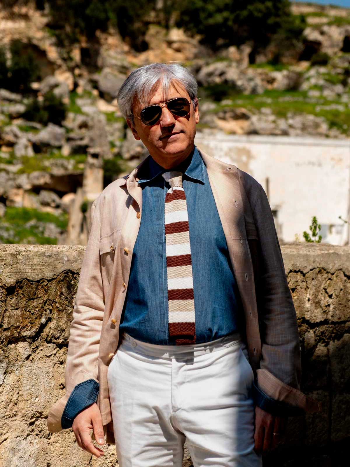 オ*ド様 G Inglese ジ イングレーゼ シャツ ブルー地　白ストライプ Classic Poplin Shirt – Handmade in Italy | G. Inglese