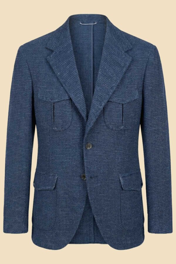 G. Inglese Blue Opsak Military Jacket handmade in Italy