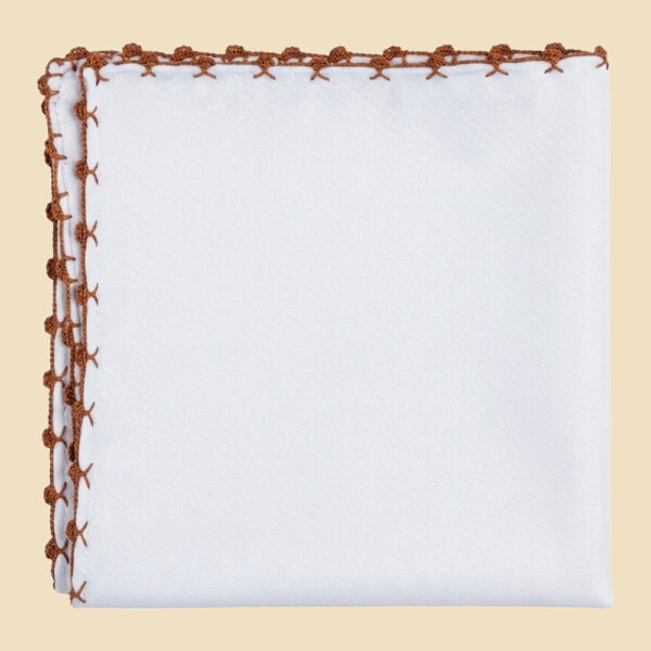 G. Inglese Orange Galletto Stitch Pocket Square handmade in Italy in cotton