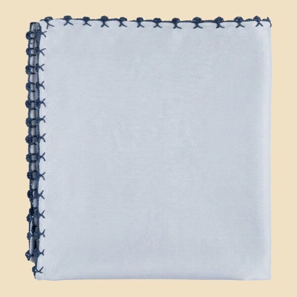 G. Inglese Petrol Galletto Stitch Pocket Square handmade in Italy in cotton
