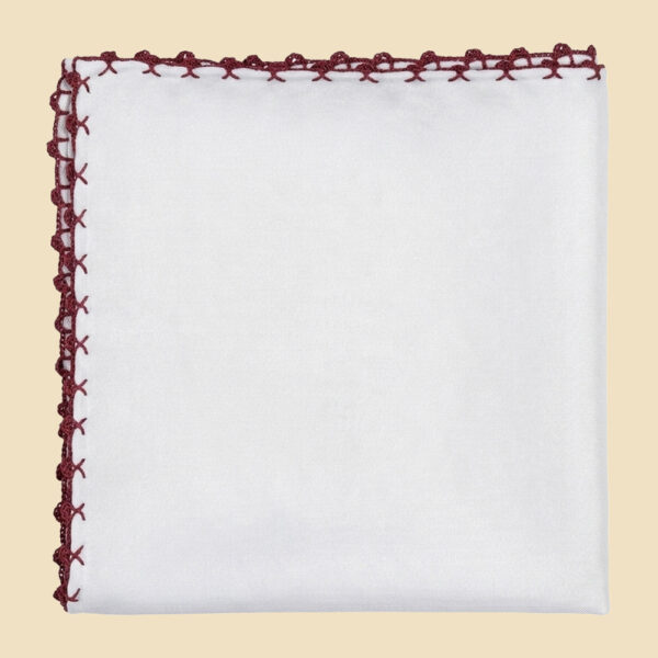 G. Inglese Red Galletto Stitch Pocket Square handmade in Italy in cotton