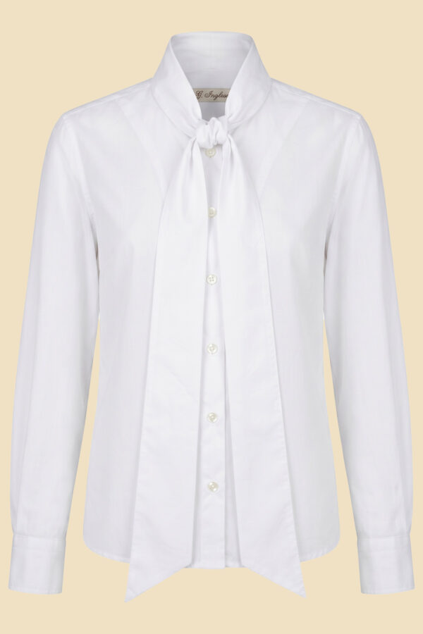 G. Inglese Xiu Tencel Shirt handmade in Italy with soft scarf neckline