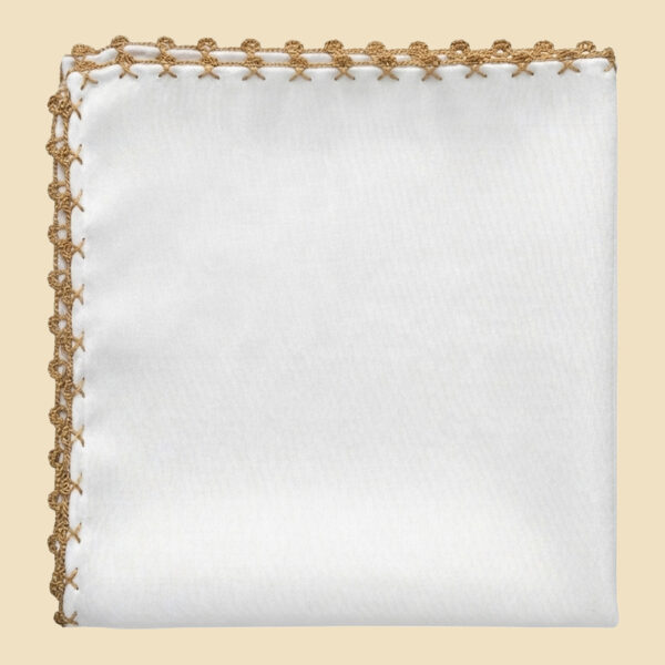 G. Inglese Yellow Galletto Stitch Pocket Square handmade in Italy in cotton
