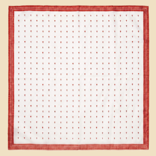 Cotton-Silk Foulard with Orange G. Inglese Micro Flower Motif