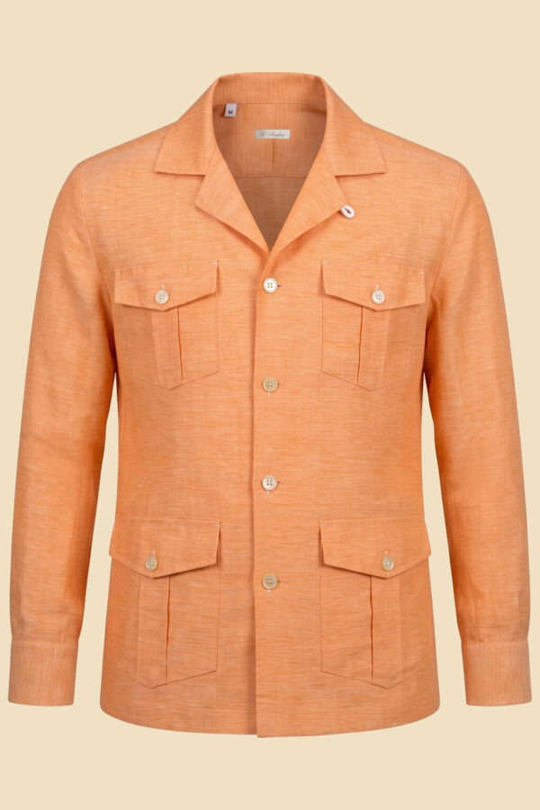 Orange Twill Guayabera Sahariana