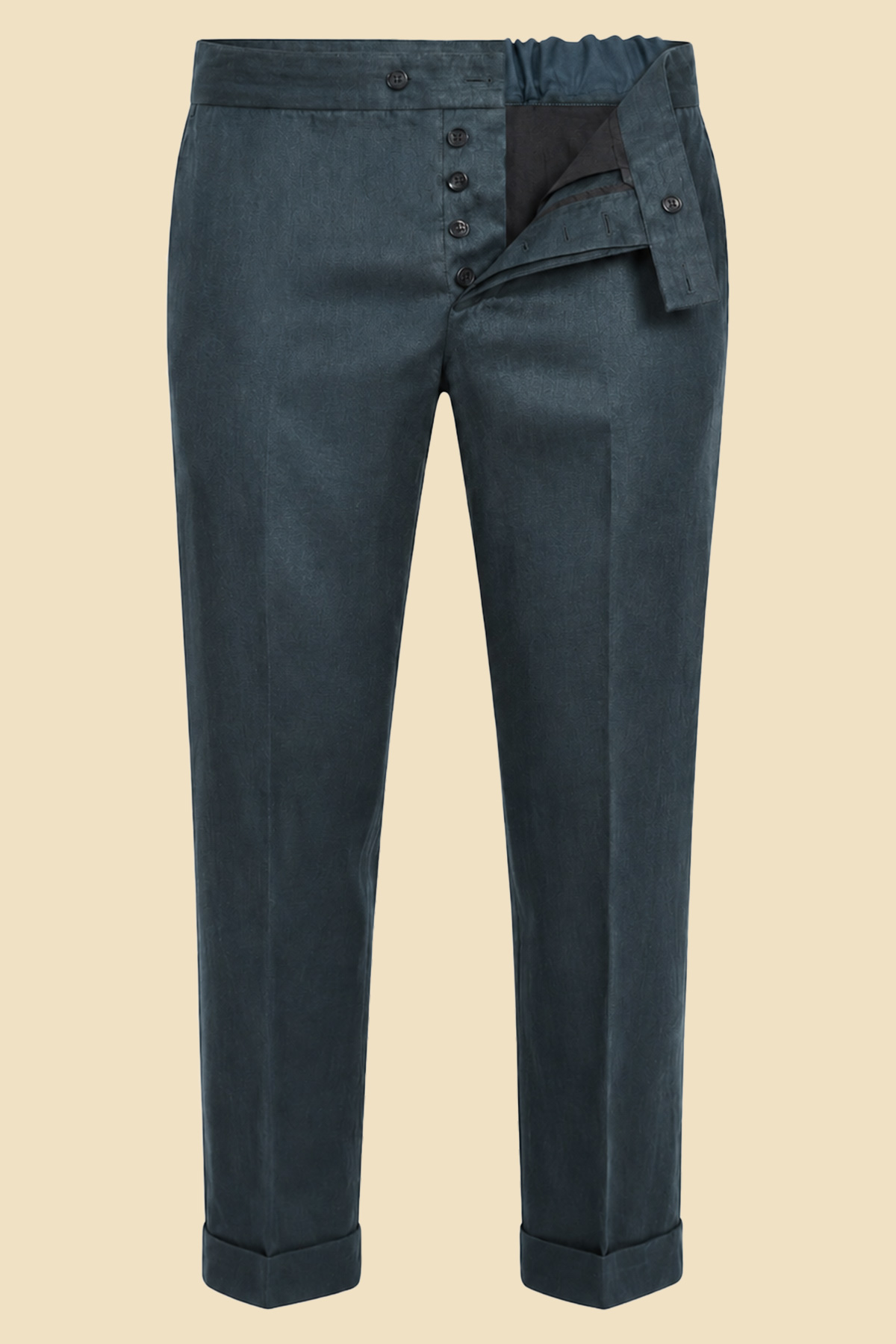 Petrol Silk Tailored Trousers