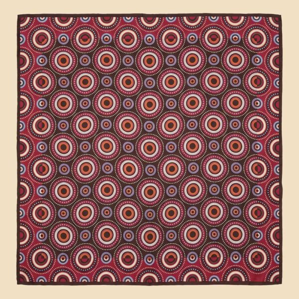 Pure Silk Bordeaux Foulard with Halo Motif
