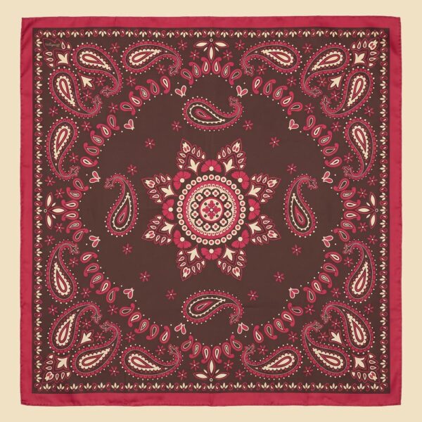 Pure Silk Red Foulard with Paisley Motif