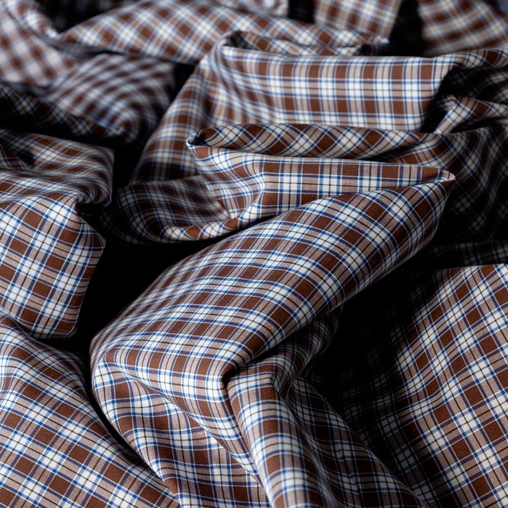 Brown & Blue Checked Poplin Shirt - Image 2