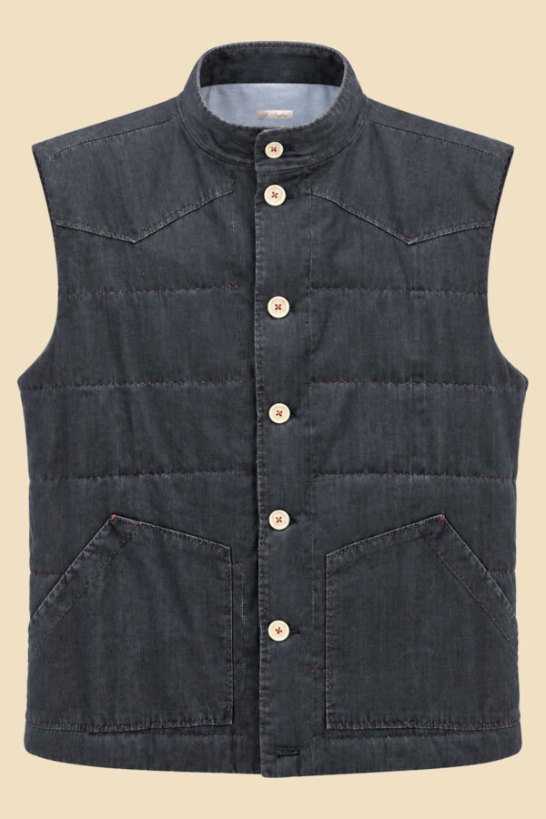 Dark Denim Western Padded Gilet