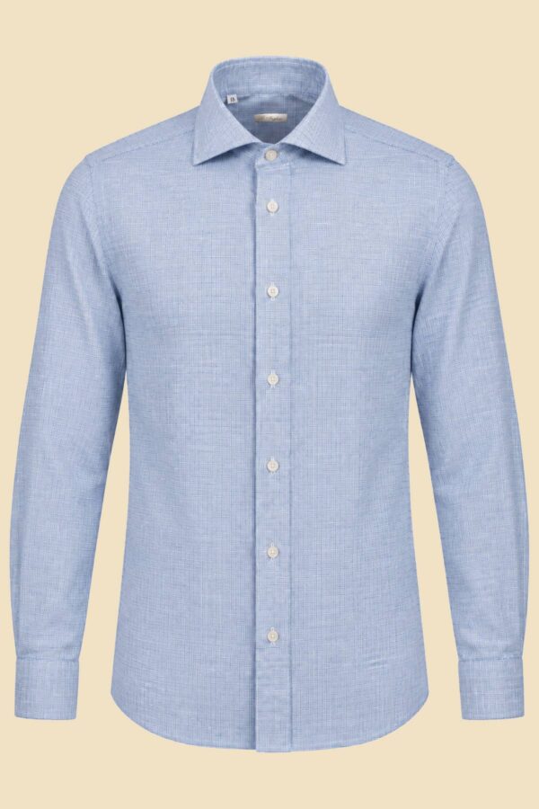 Blue Check Brushed Cotton Shirt