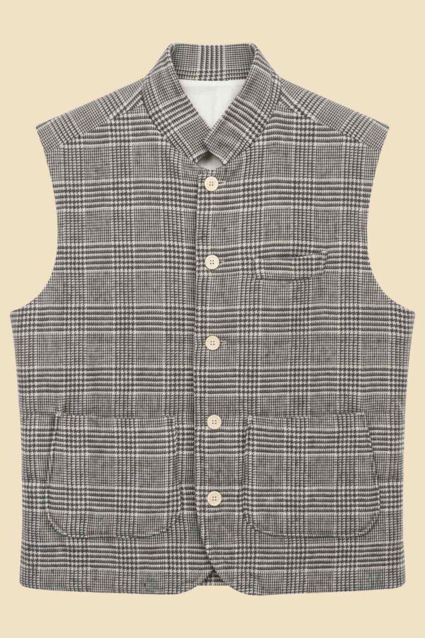 Grey Prince of Wales Wool Padded Gilet