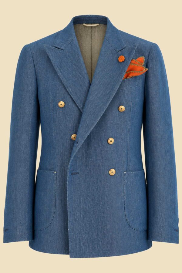 Cotton Denim Double-Breasted Jacket