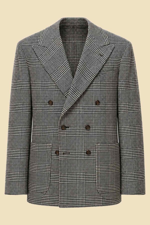 Grey Prince of Wales Double-Breasted Jacket