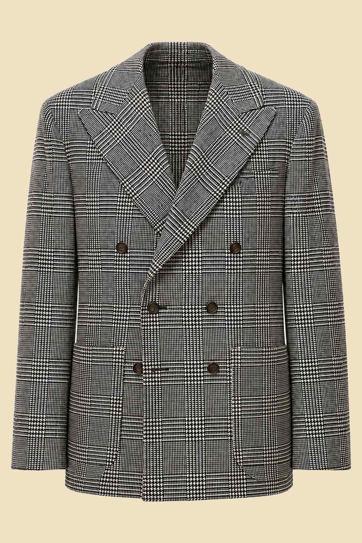 Grey Prince of Wales Double-Breasted Jacket